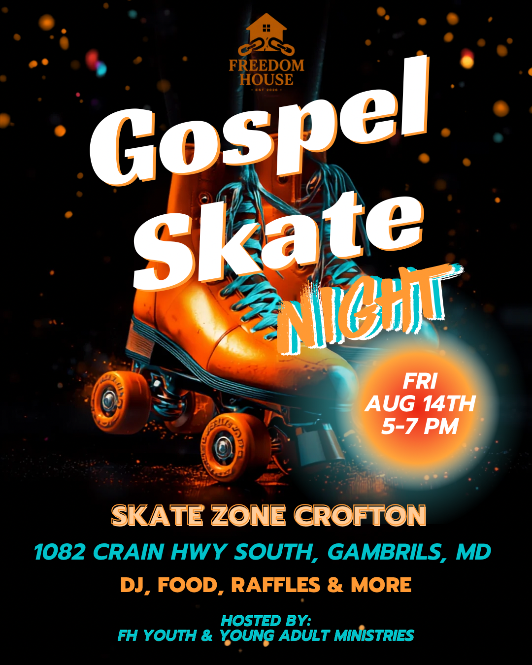 Gospel Skate Family Night — Friday, August 14, 5–7 PM at Skate Zone Crofton